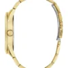 Goudkleurig en groen analoog horloge