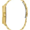 Goudkleurig en groen analoog horloge met zonnestraalpatroon Goudkleurig en groen analoog horloge met zonnestraalpatroon