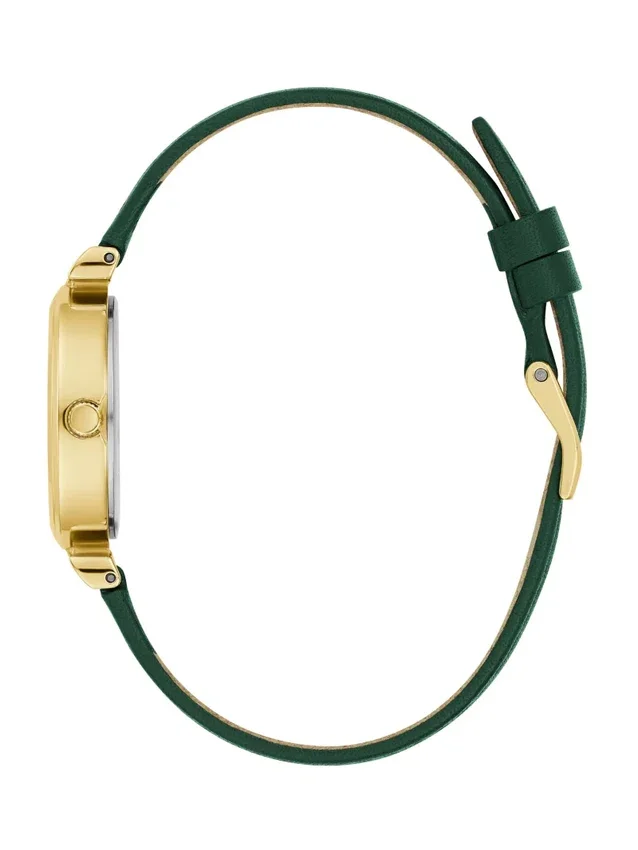 Goudkleurig en lederen analoog horloge Goudkleurig en lederen analoog horloge