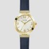 Goudkleurig en marineblauw lederen analoog horloge Goudkleurig en marineblauw lederen analoog horloge