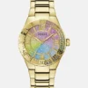 Goudkleurig en regenboog analoog horloge Goudkleurig en regenboog analoog horloge