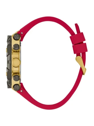 Goudkleurig en rood multifunctioneel horloge met siliconen band