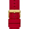 Goudkleurig en rood multifunctioneel horloge met siliconen band