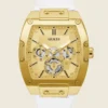 Goudkleurig en wit rechthoekig multifunctioneel horloge Goudkleurig en wit rechthoekig multifunctioneel horloge