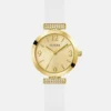 Goudkleurig en wit siliconen analoog horloge