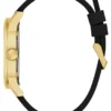 Goudkleurig en zwart analoog horloge