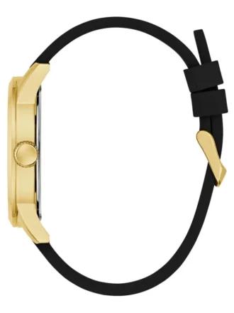 Goudkleurig en zwart analoog horloge