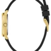 Goudkleurig en zwart analoog horloge