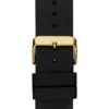 Goudkleurig en zwart analoog horloge