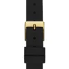Goudkleurig en zwart analoog horloge