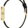 Goudkleurig en zwart analoog leren horloge Goudkleurig en zwart analoog leren horloge
