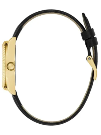 Goudkleurig en zwart analoog leren horloge
