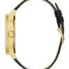 Goudkleurig en zwart analoog leren horloge