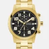 Goudkleurig en zwart chronograafhorloge