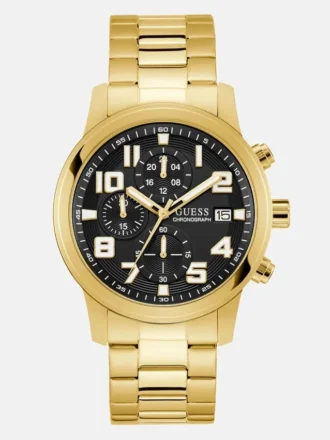 Goudkleurig en zwart chronograafhorloge
