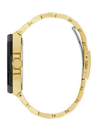 Goudkleurig en zwart gestructureerd multifunctioneel horloge