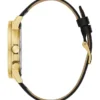 Goudkleurig en zwart lederen multifunctioneel horloge