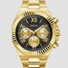 Goudkleurig en zwart multifunctioneel horloge
