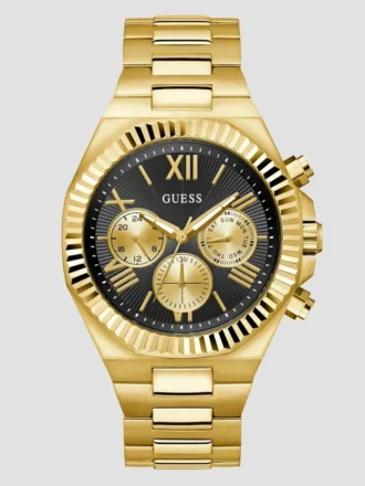 Goudkleurig en zwart multifunctioneel horloge