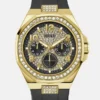Goudkleurig en zwart multifunctioneel horloge