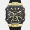 Goudkleurig en zwart multifunctioneel horloge met siliconenband