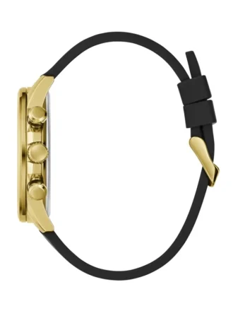 Goudkleurig en zwart multifunctioneel horloge met siliconenband