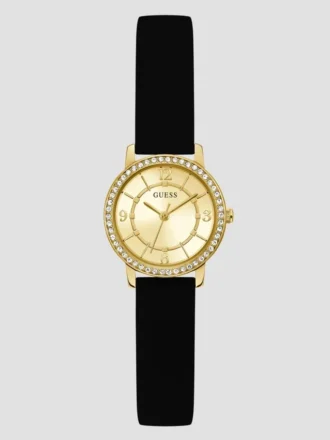 Goudkleurig en zwart siliconen analoog horloge