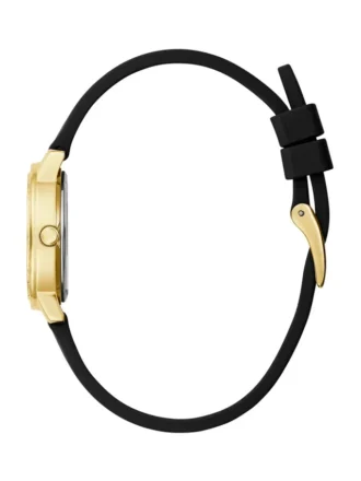 Goudkleurig en zwart siliconen analoog horloge