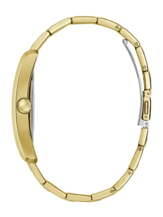 Goudkleurig en zwart vierkant analoog horloge