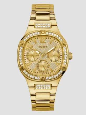 Goudkleurig multifunctioneel horloge met kristallen