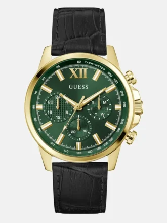 Goudkleurig multifunctioneel horloge met leren band