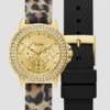 Goudkleurig multifunctioneel horloge met leren band