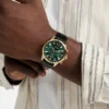 Goudkleurig multifunctioneel horloge met leren band