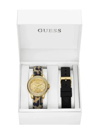 Goudkleurig multifunctioneel horloge met leren band