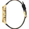 Goudkleurig multifunctioneel horloge met leren band