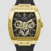 Goudkleurig multifunctioneel horloge met siliconen band