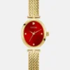 Goudkleurig rood analoog horloge