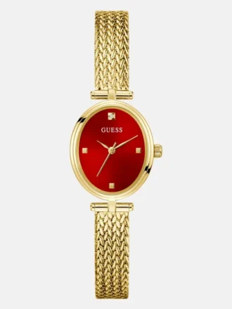 Goudkleurig rood analoog horloge
