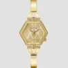 Goudkleurig zeshoekig analoog horloge
