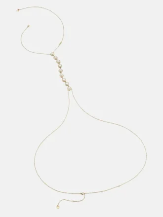 Goudkleurige bodyketting met imitatieparels