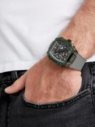 Groen en grijs multifunctioneel siliconenhorloge