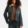 Guess Originals denim pilotenjas met imitatiebont