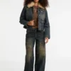 Guess Originals denim pilotenjas met imitatiebont