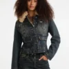 Guess Originals denim pilotenjas met imitatiebont
