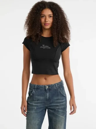 Guess Originals Eco T-shirt met ruwe rand en strass