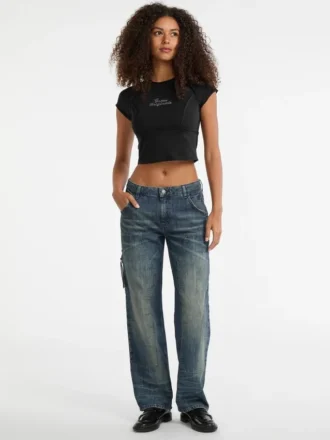 Guess Originals Eco T-shirt met ruwe rand en strass