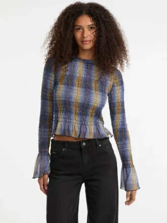 Guess Originals Eco T-shirt met smockwerk en meshprint