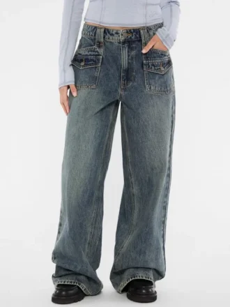Guess Originals jeans met dubbele opgestikte zakken en wijde pijpen