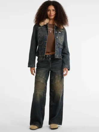 Guess Originals Moto-jeans met wijde pijpen