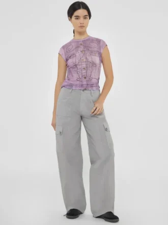 Guess Originals Top met print van studs en denim mesh